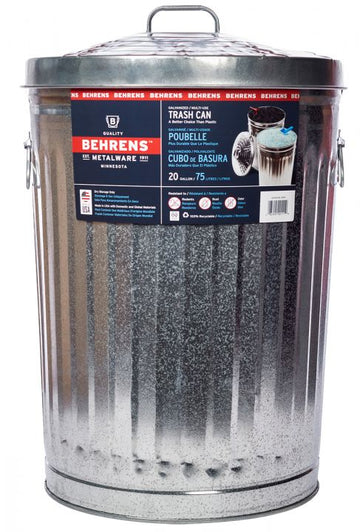 Galvanized Garbage Can & Lid - 75L