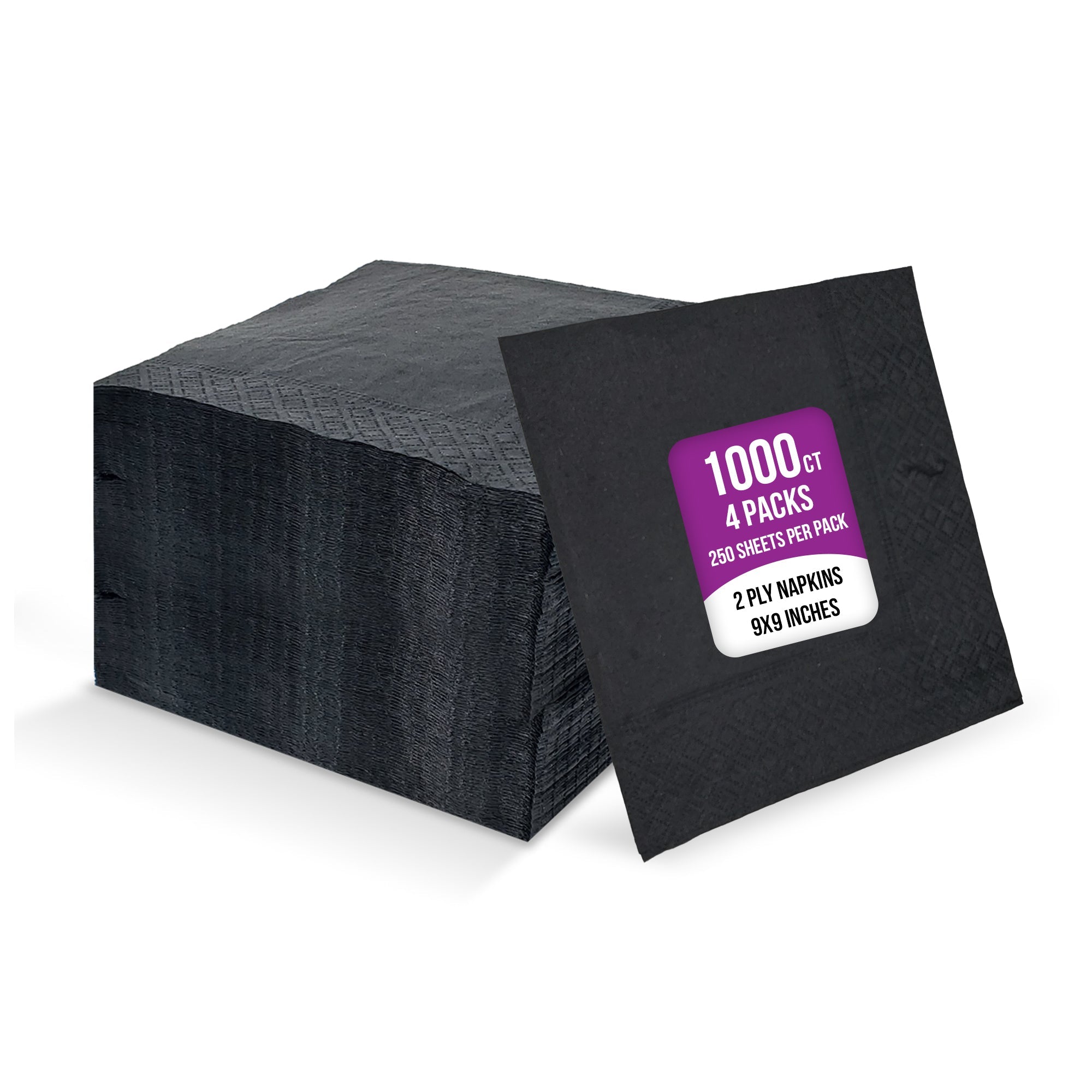 2 Ply Cocktail Napkins 1/4 Fold - Black - CNAP02B — image 5