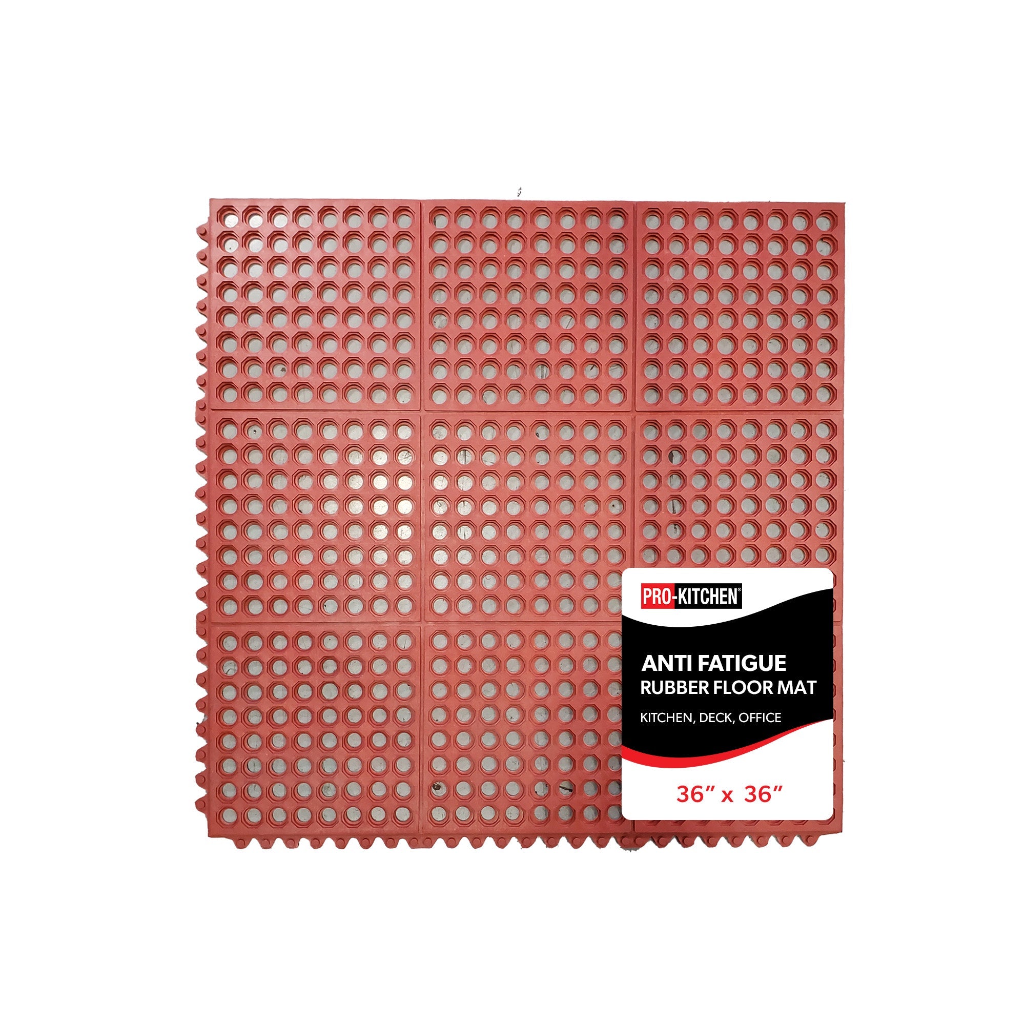 Red Rubber Mat-Terracotta-Grease Resistant-36"x36" — image 2