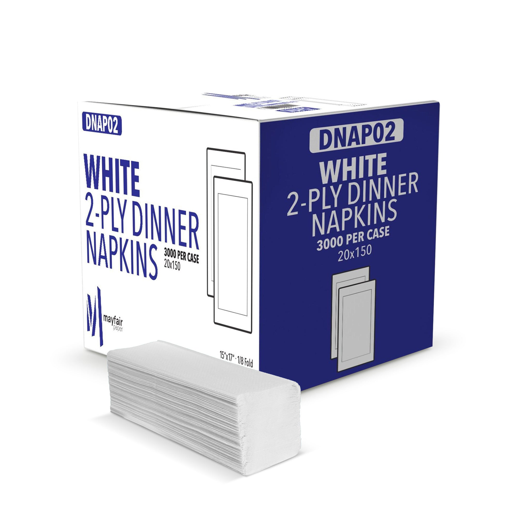 2 Ply Dinner Napkins 1/8 Fold - White DNAP02 — image 3