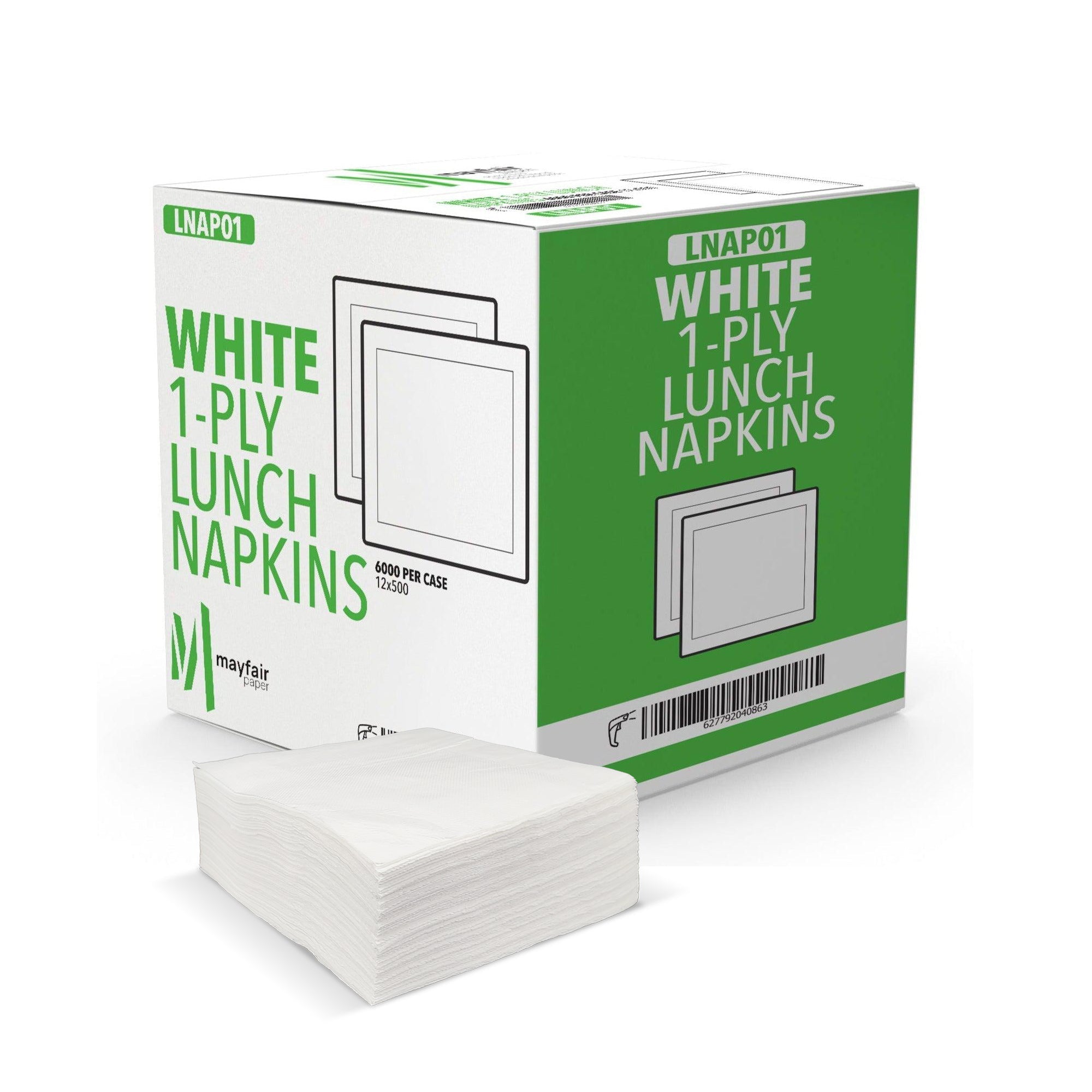 1 Ply Lunch Napkins 1/4 Fold - White - LNAP01 — image 1