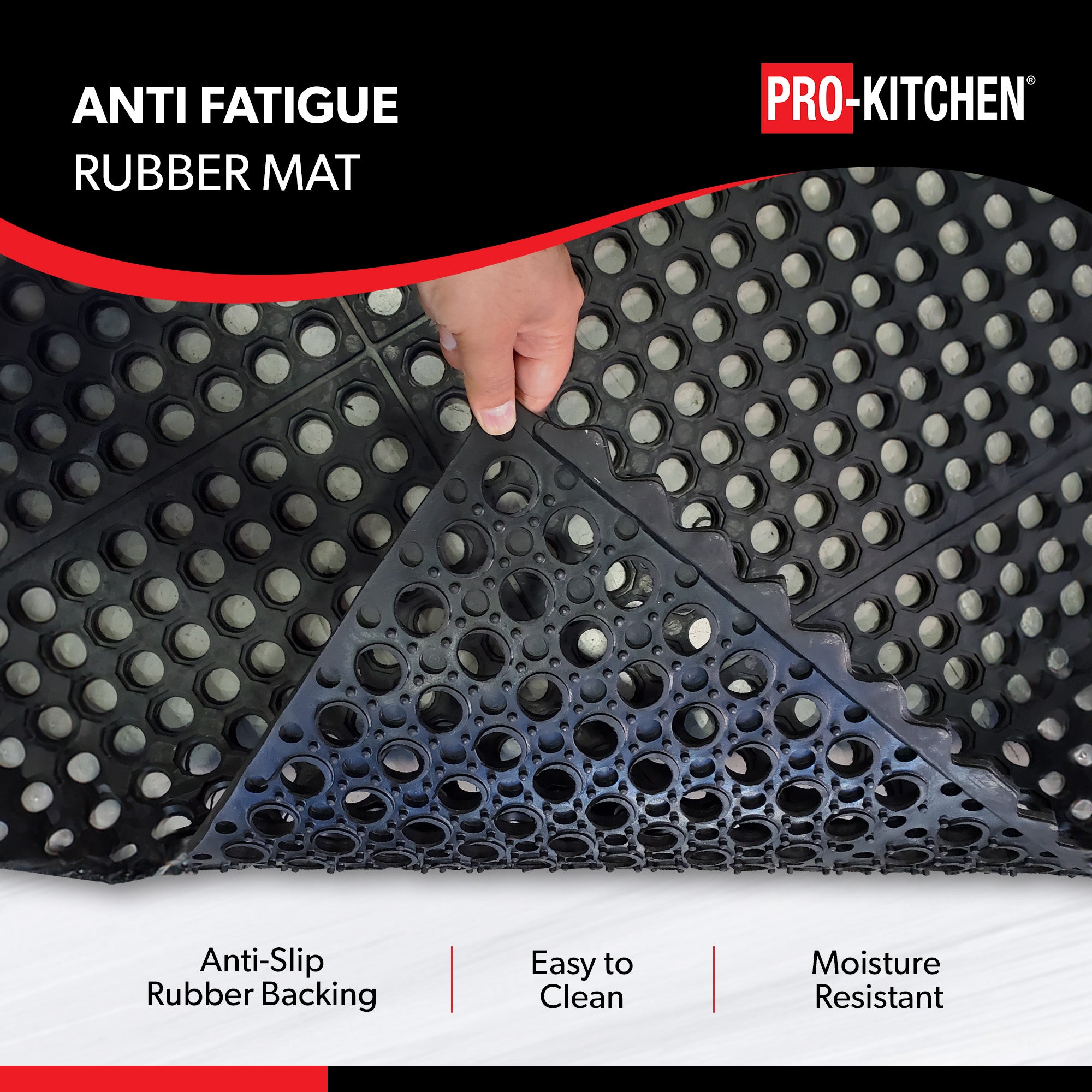 Black Rubber Anti-Fatigue Mat - 36''X36'' — image 5