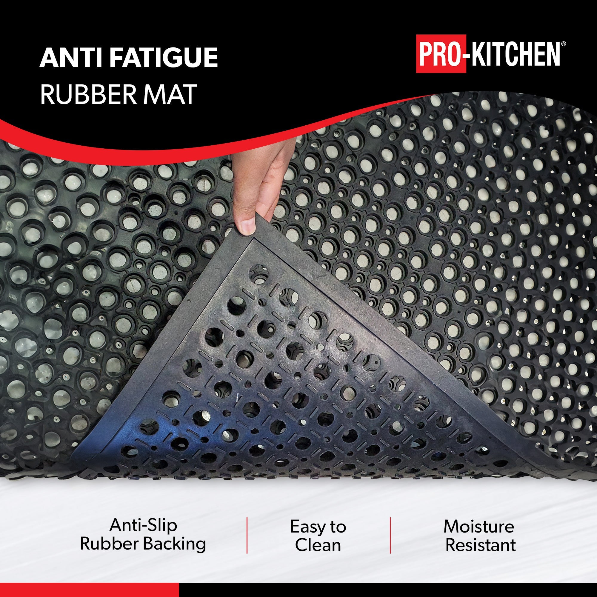Black Rubber Anti-Fatigue Mat - 36"x60" — image 2