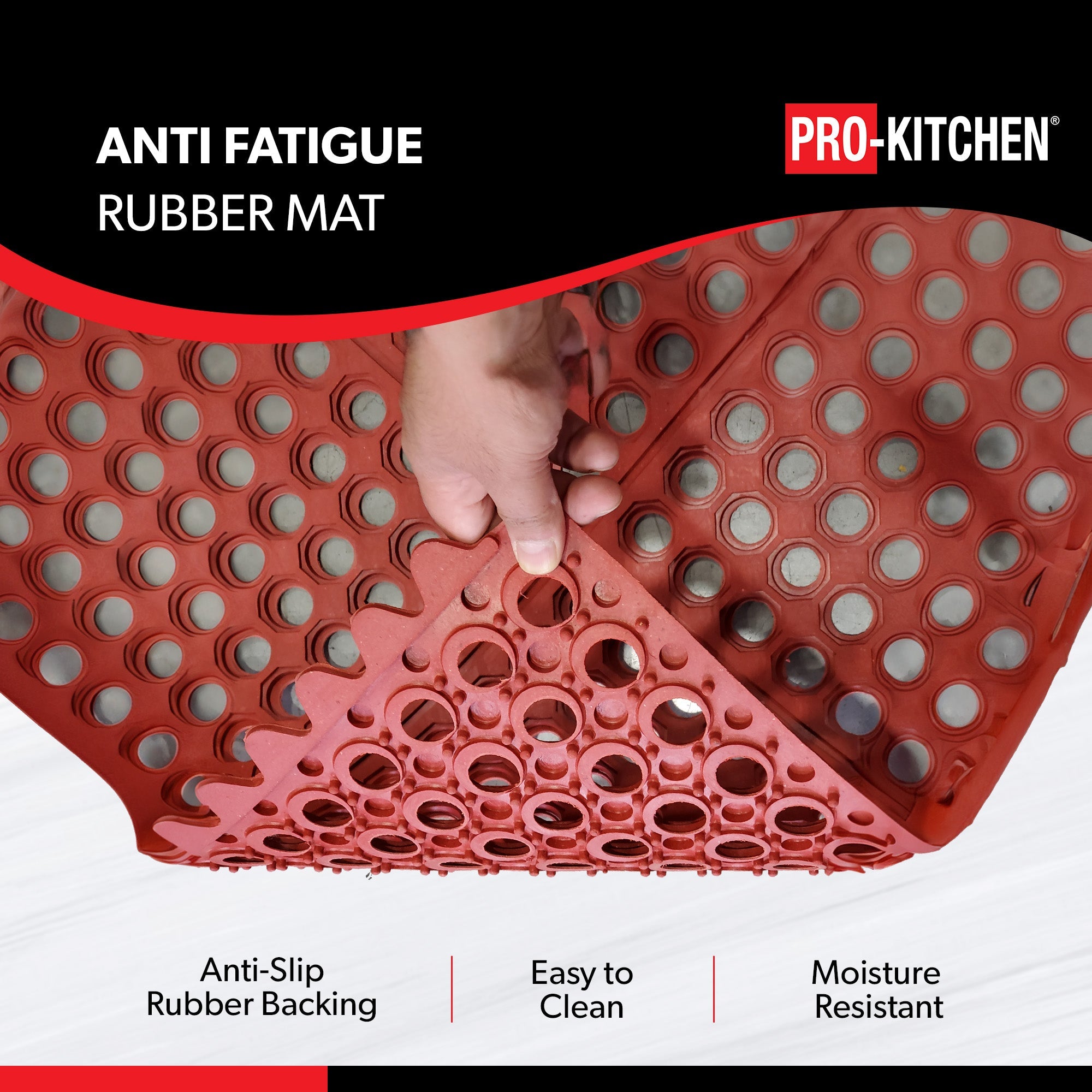 Red Rubber Mat-Terracotta-Grease Resistant-36"x36" — image 3