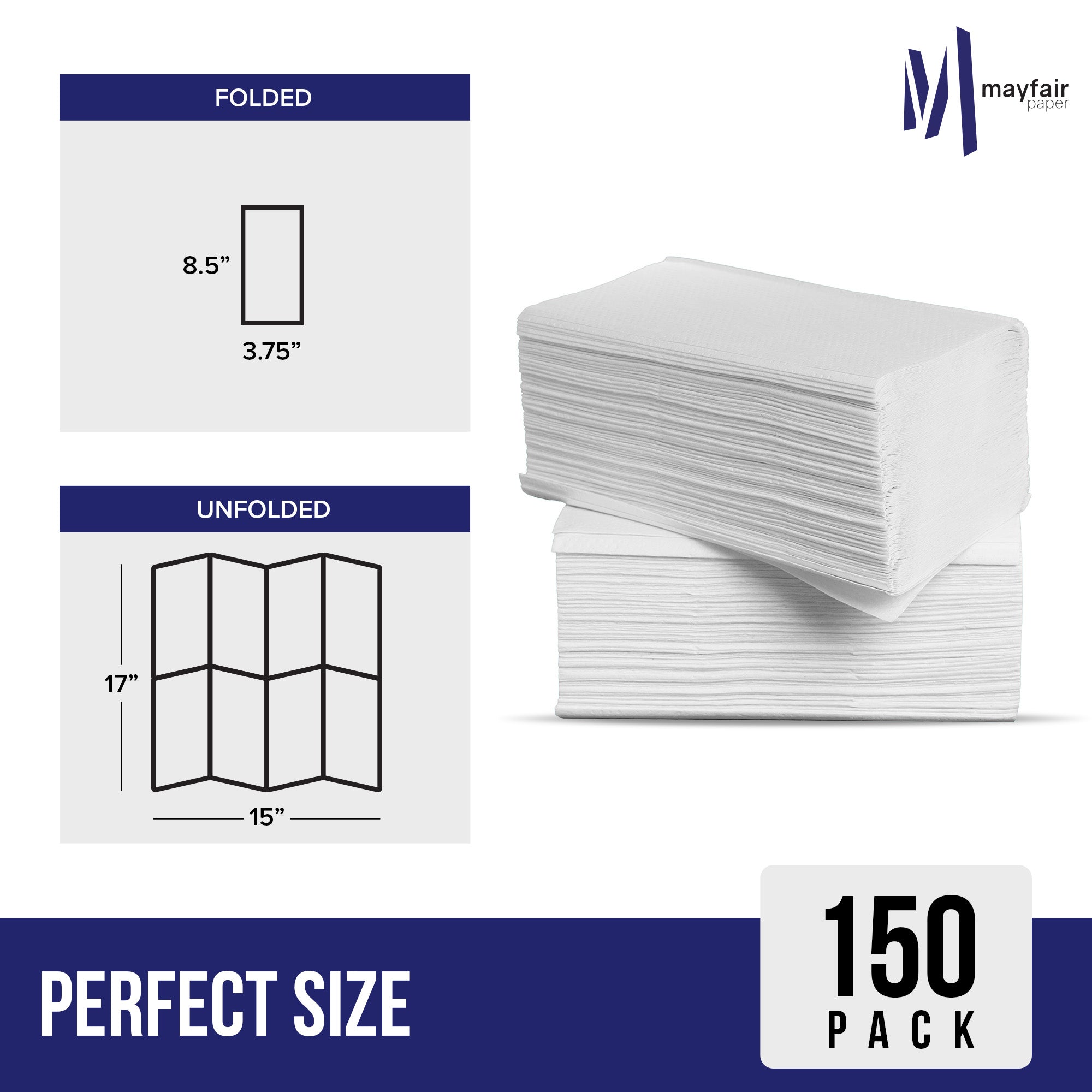 2 Ply Dinner Napkins 1/8 Fold - White DNAP02 — image 2