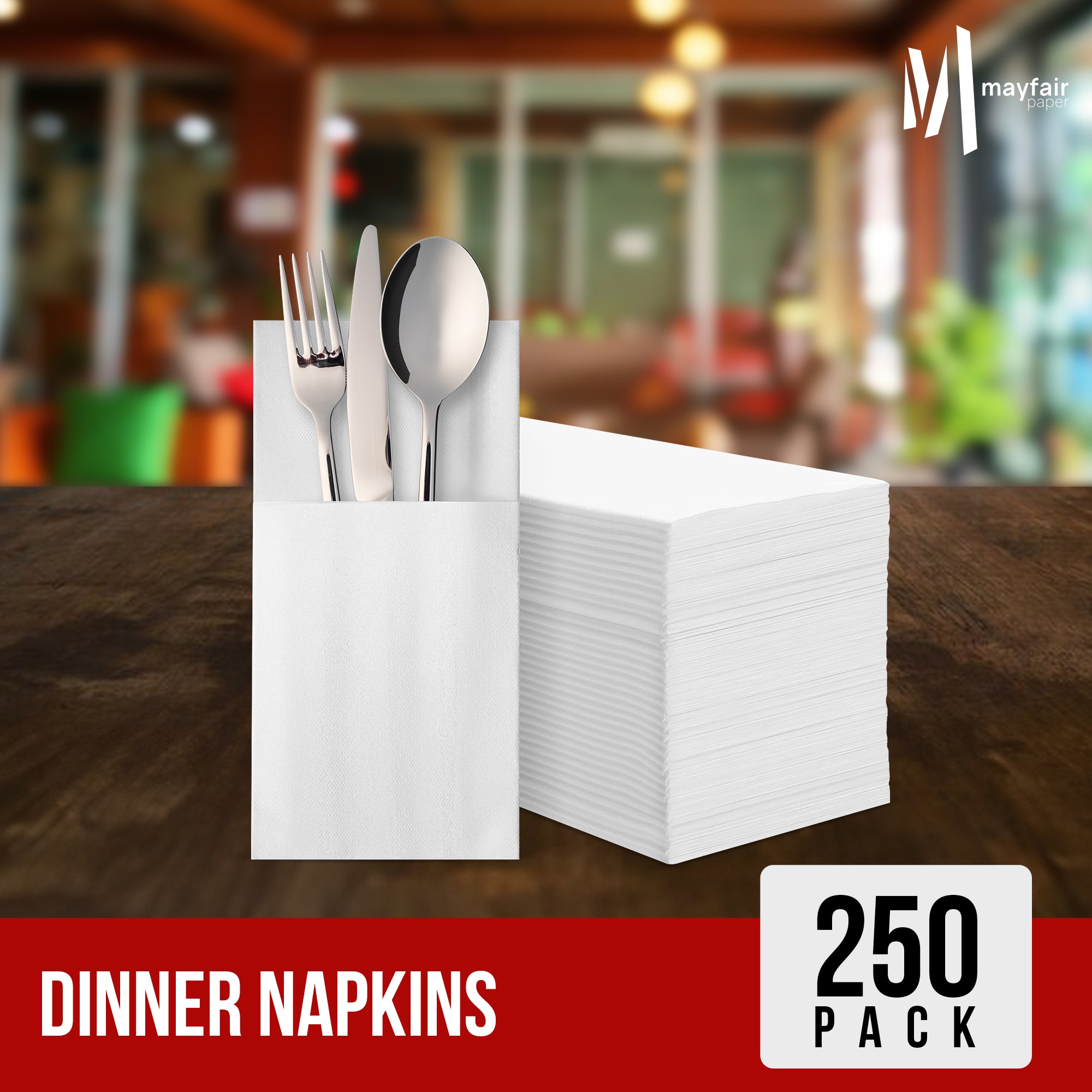 1 Ply Dinner Napkins 1/8 Fold - White - DNAP01 — image 5