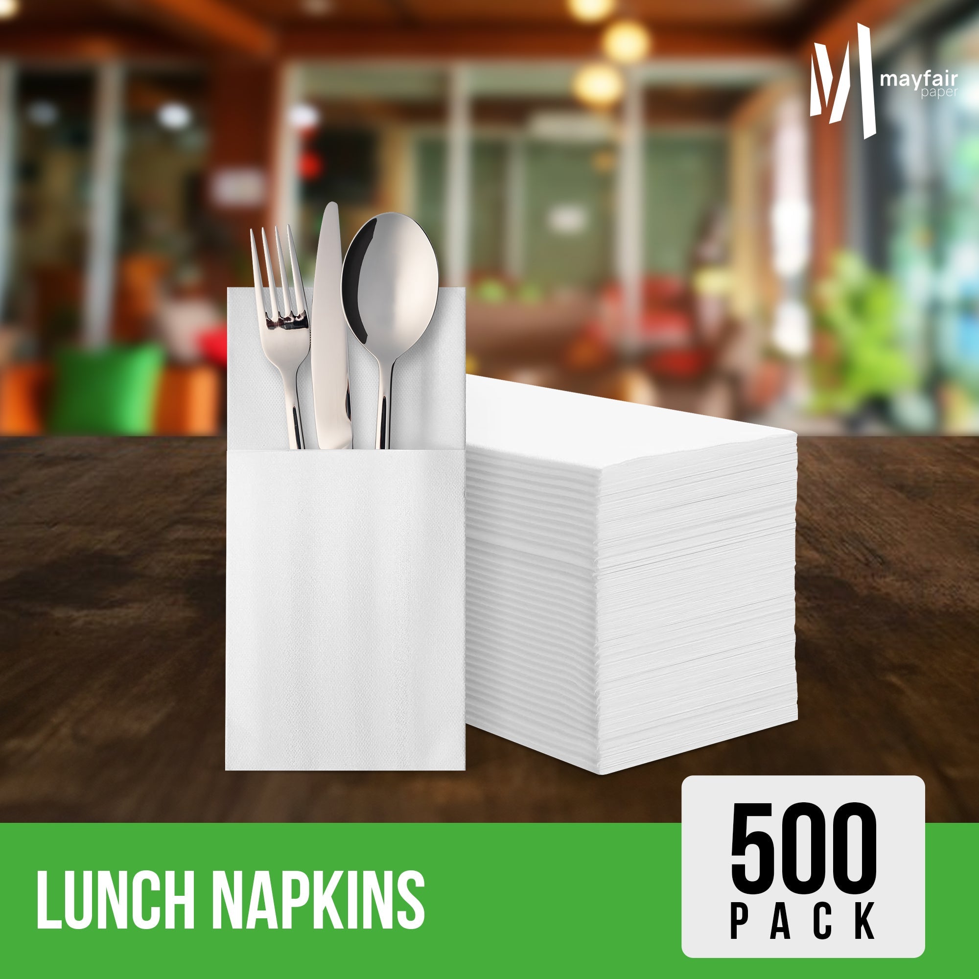 1 Ply Lunch Napkins 1/4 Fold - White - LNAP01 — image 6