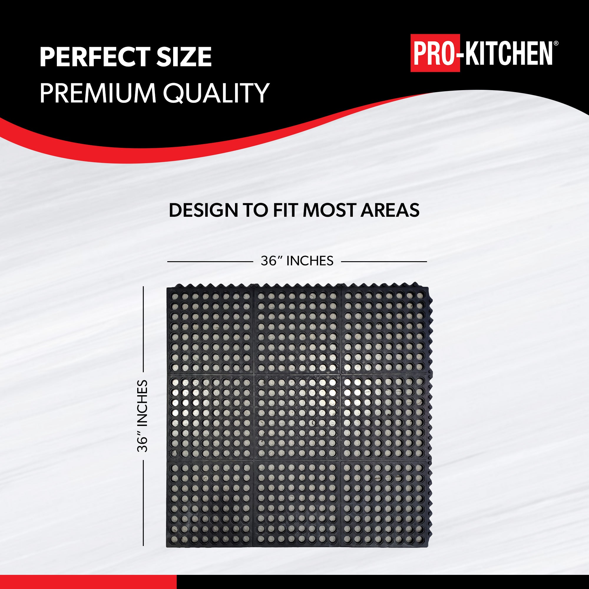 Black Rubber Anti-Fatigue Mat - 36''X36'' — image 2