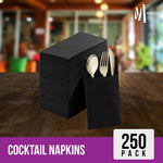 2 Ply Cocktail Napkins 1/4 Fold - Black - CNAP02B