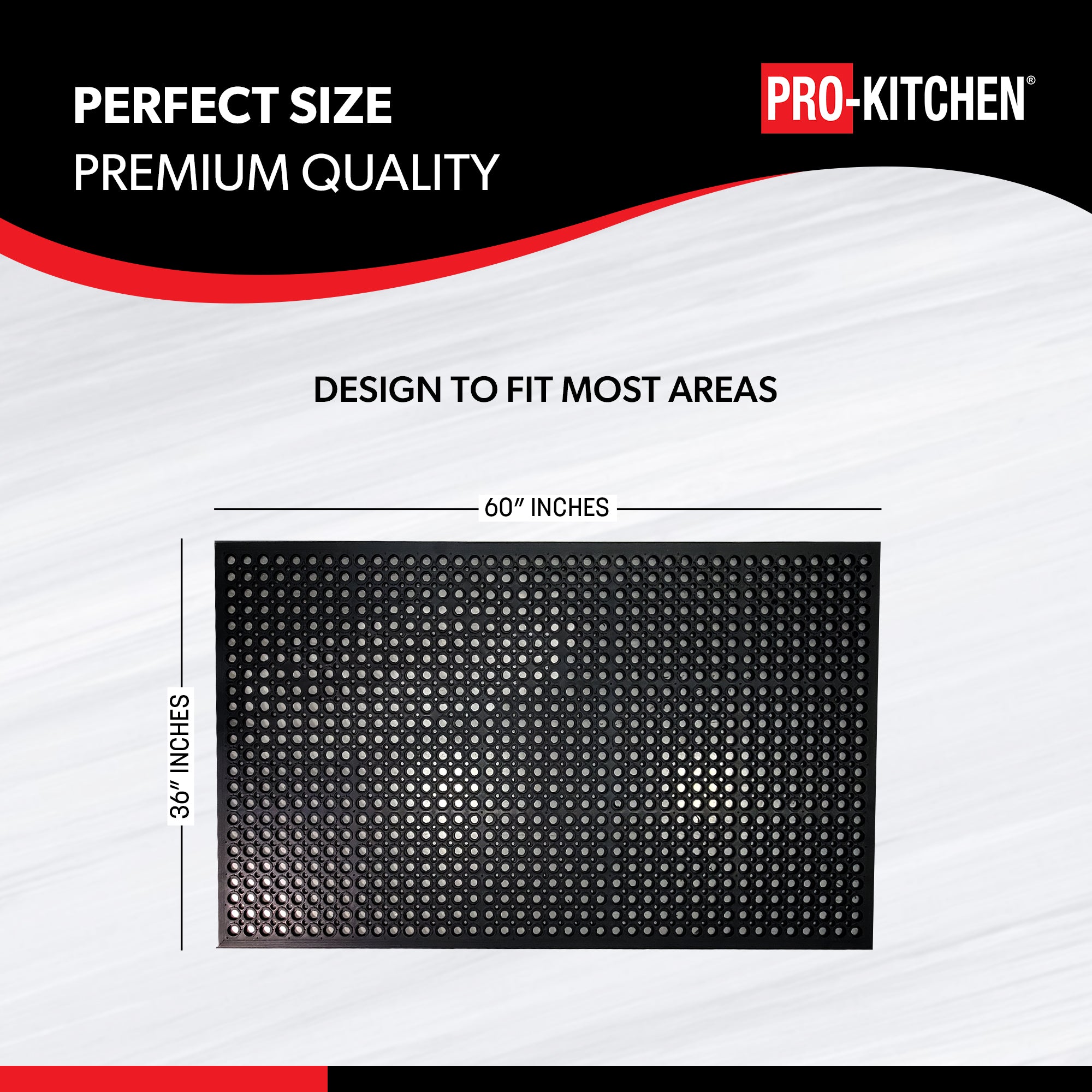 Black Rubber Anti-Fatigue Mat - 36"x60" — image 3
