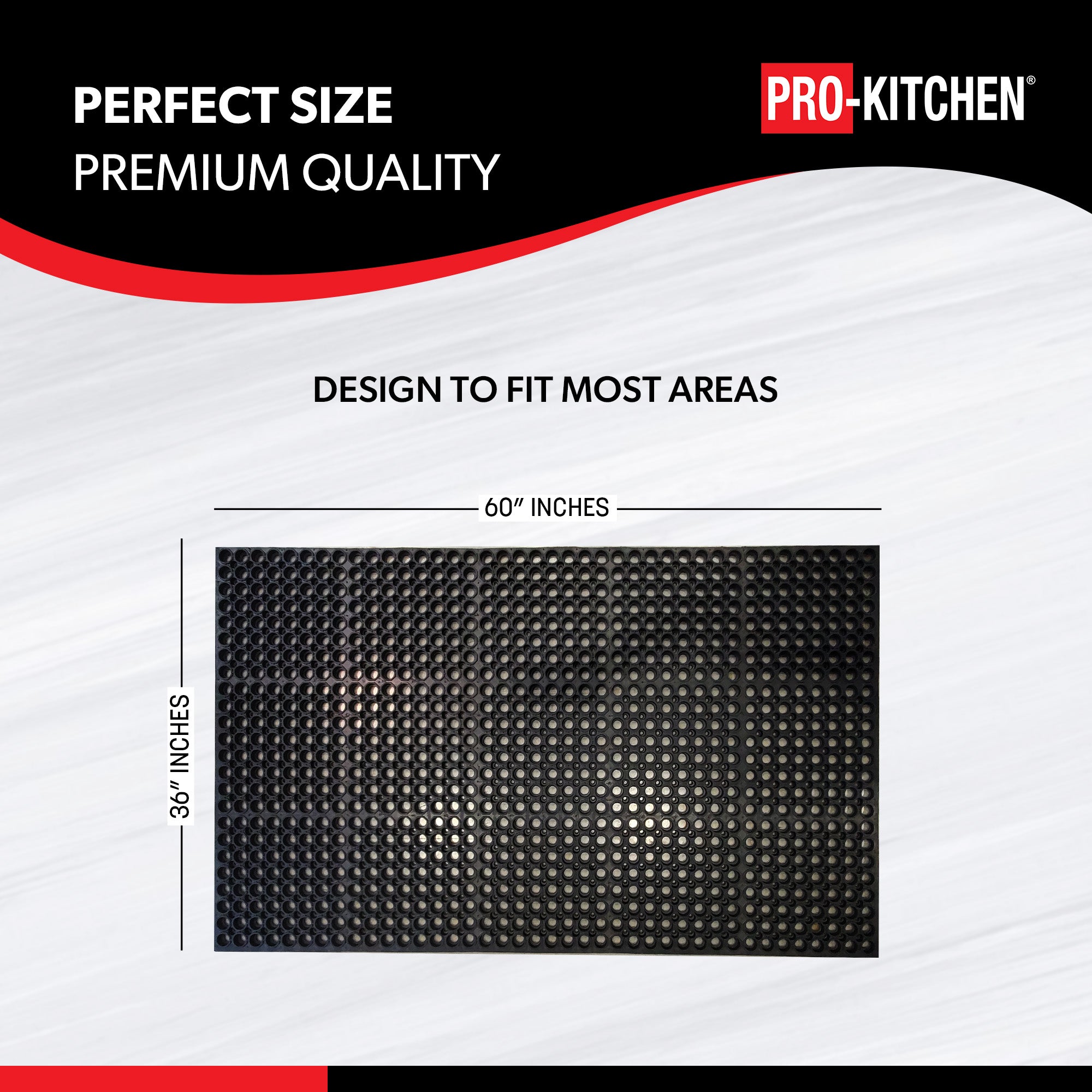 Black Rubber Anti-Fatigue Mat Heavy Duty 36"X60" — image 3