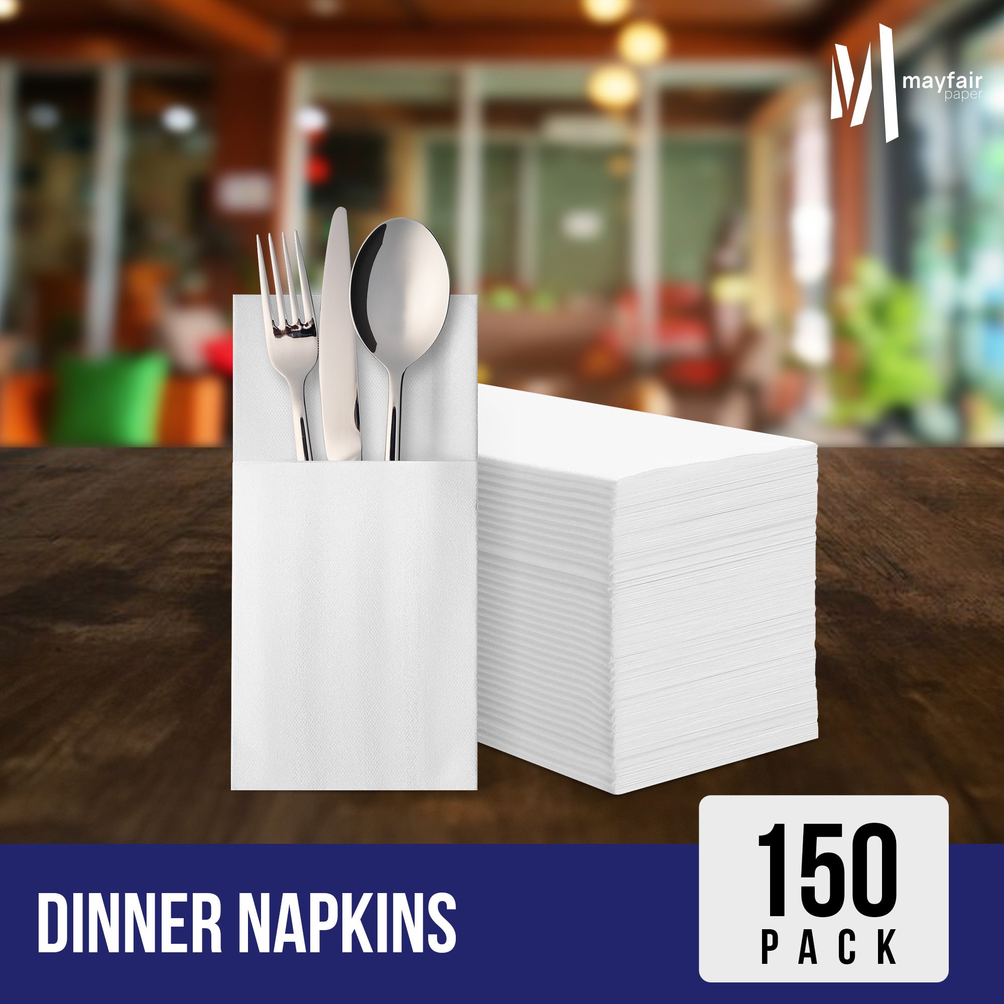 2 Ply Dinner Napkins 1/8 Fold - White DNAP02 — image 4