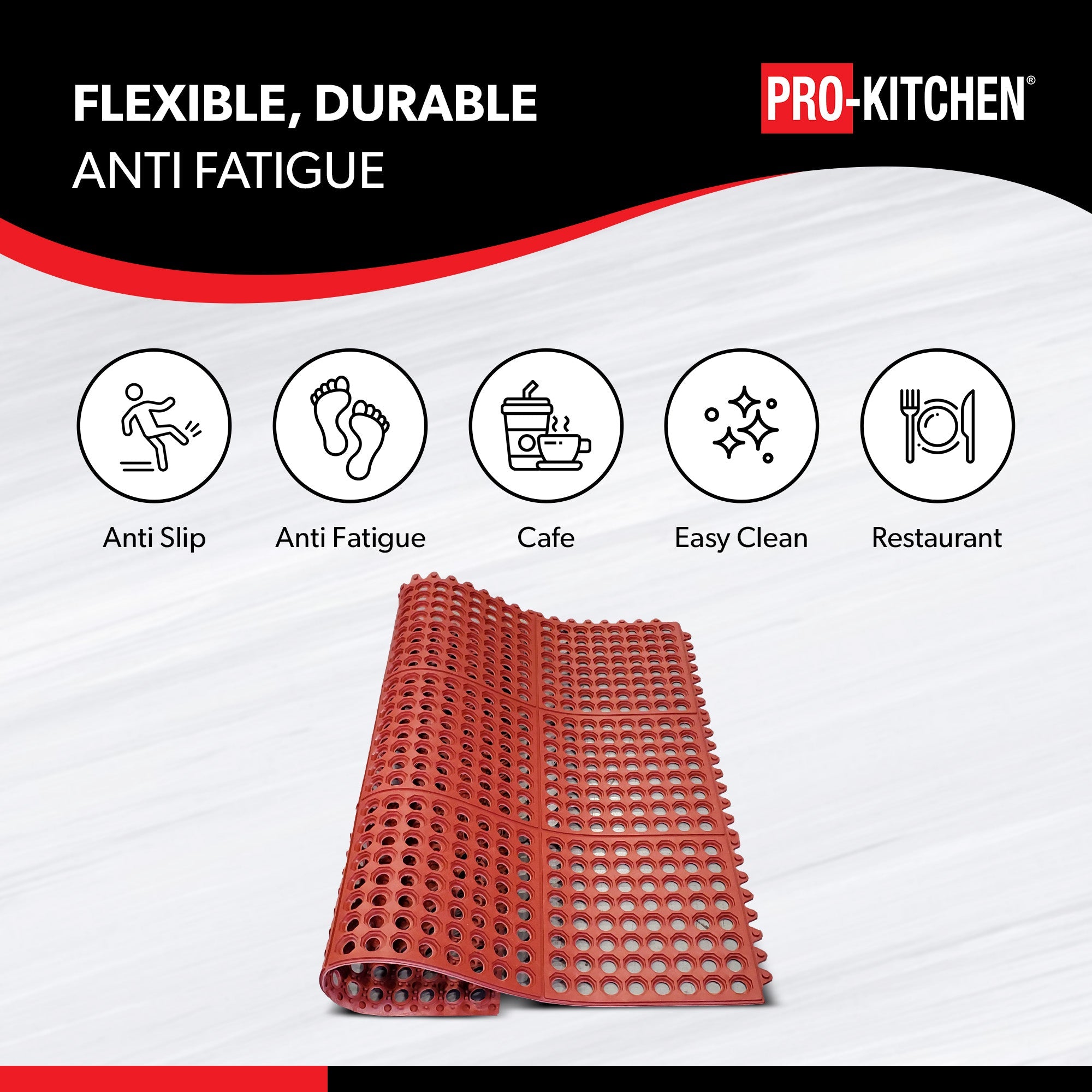 Red Rubber Mat-Terracotta-Grease Resistant-36"x36" — image 5