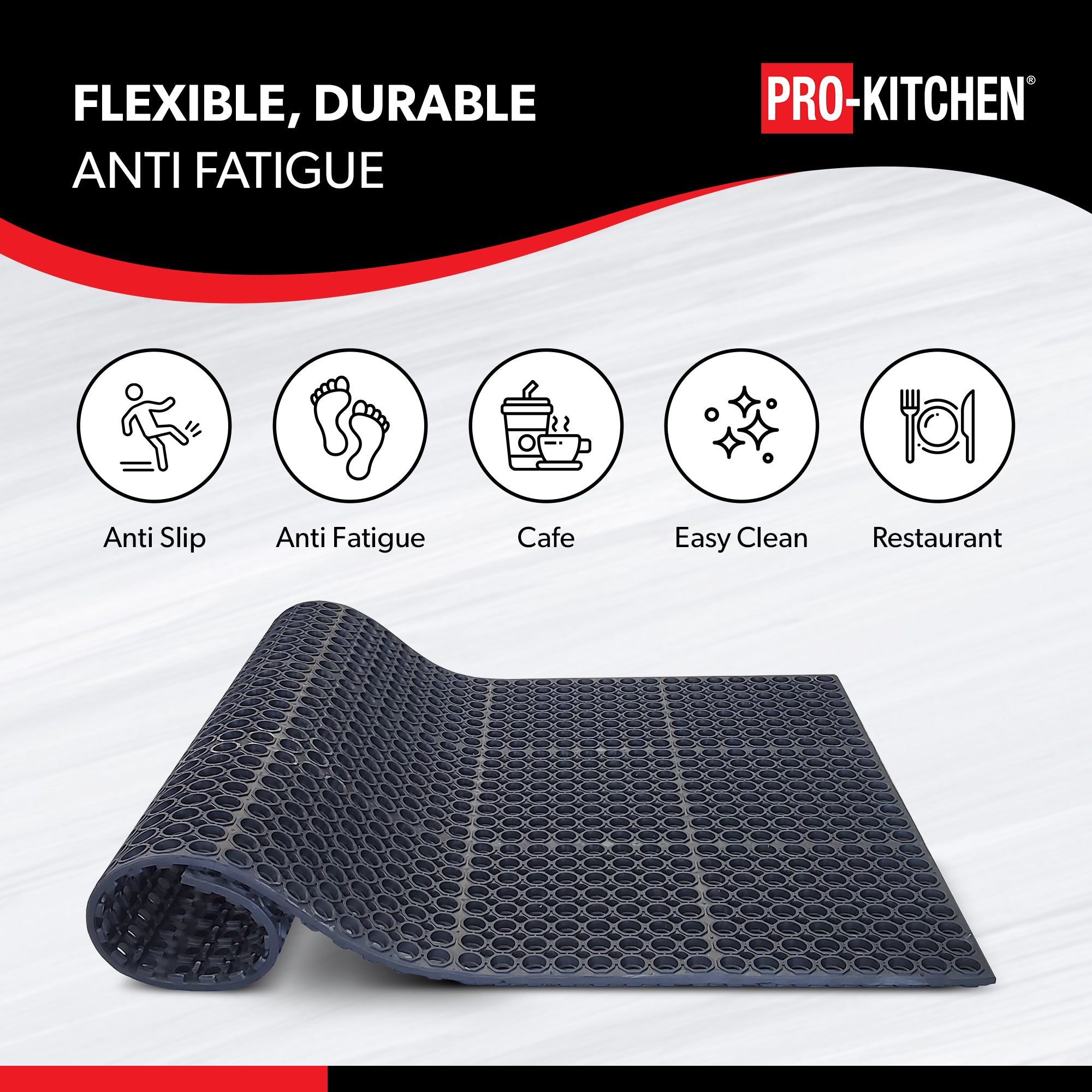 Black Rubber Anti-Fatigue Mat - 36"x60" — image 4