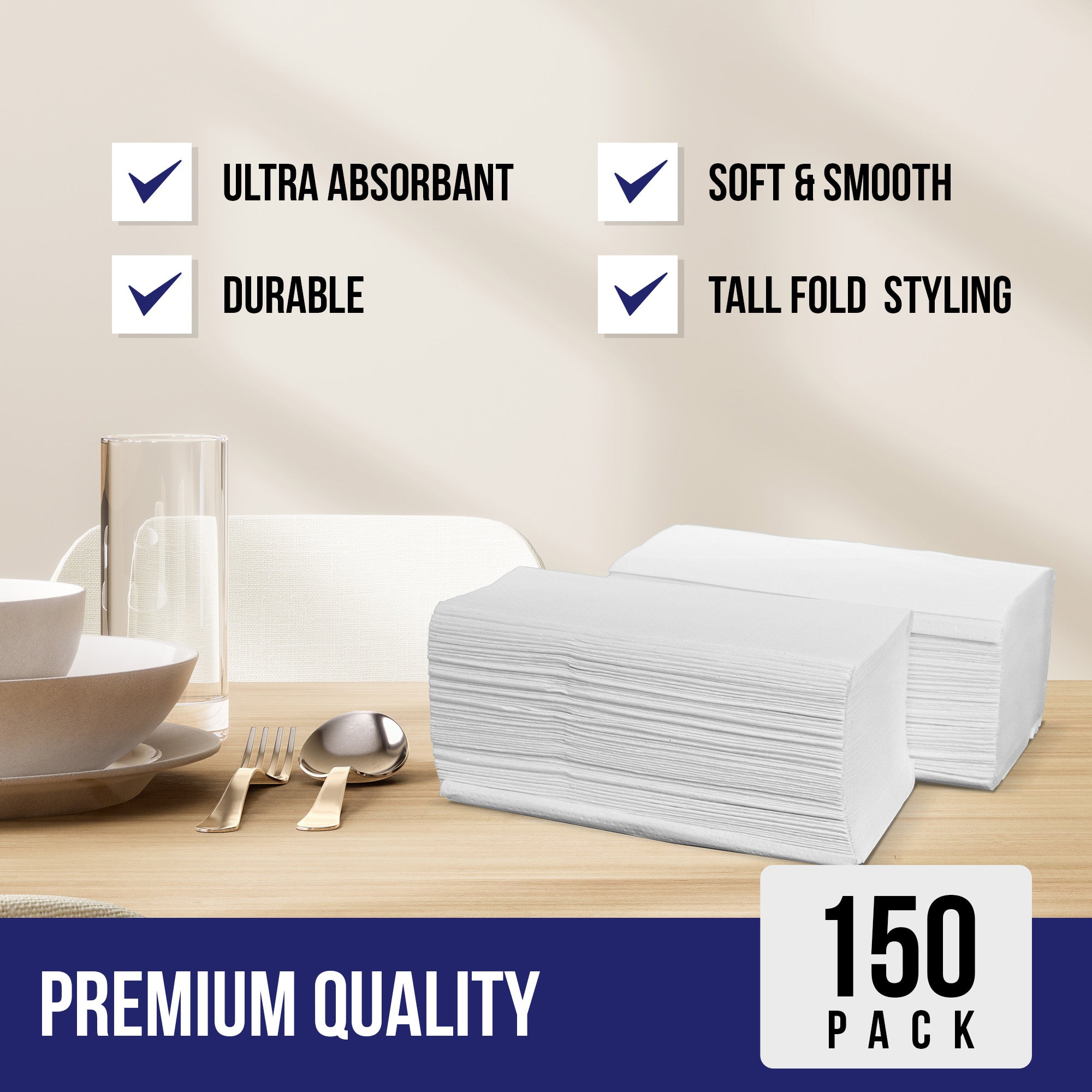 2 Ply Dinner Napkins 1/8 Fold - White DNAP02 — image 6