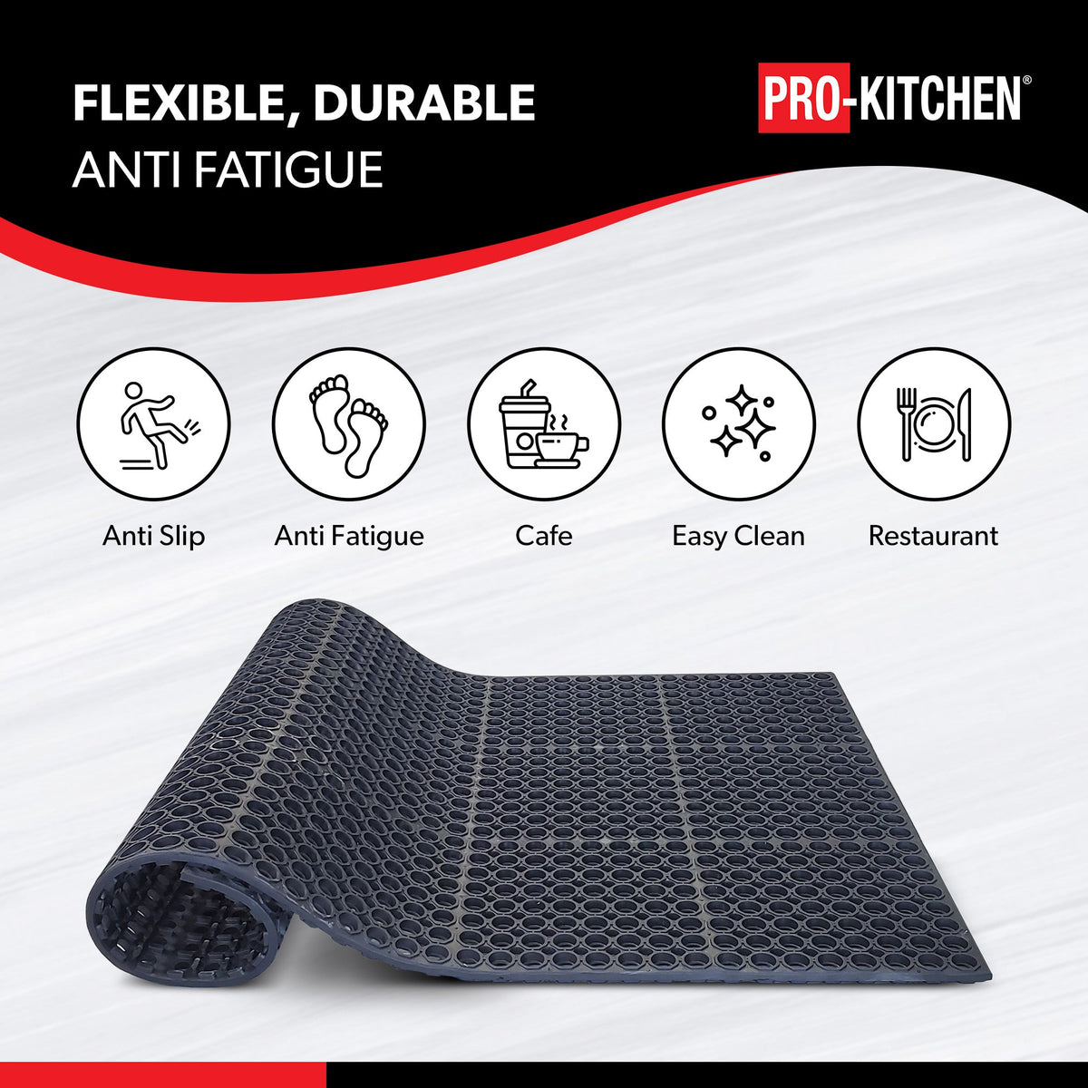 Black Rubber Anti-Fatigue Mat Heavy Duty 36"X60"