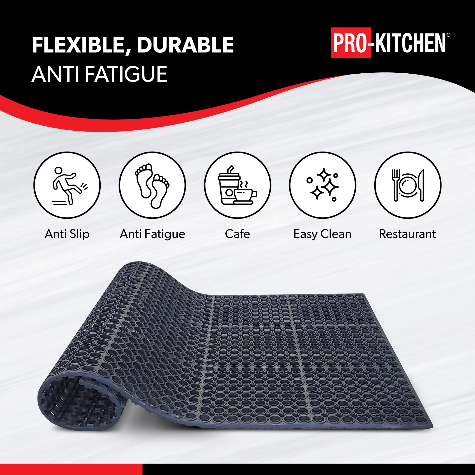 Black Rubber Anti-Fatigue Mat - 36''X36'' — image 4