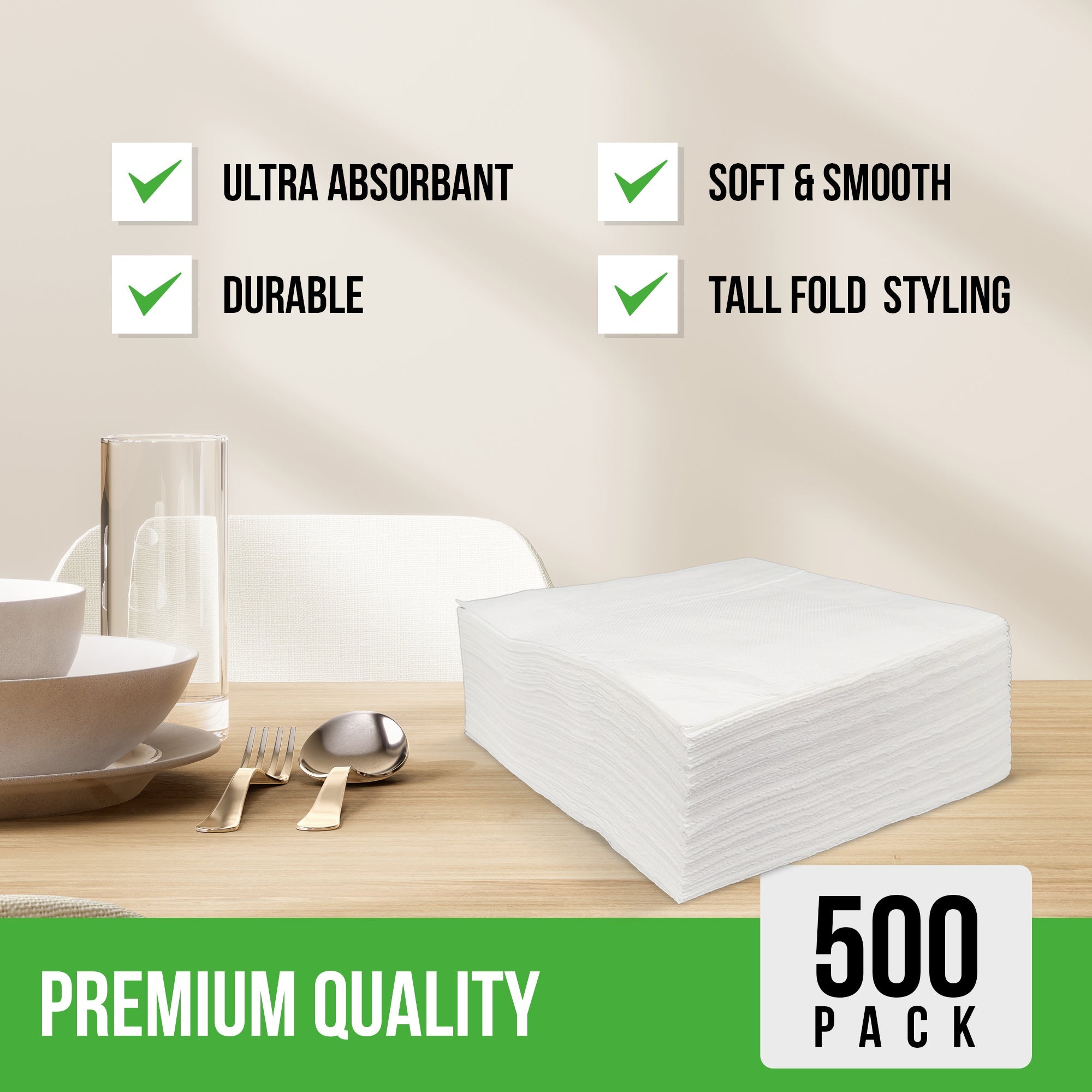 1 Ply Lunch Napkins 1/4 Fold - White - LNAP01 — image 7