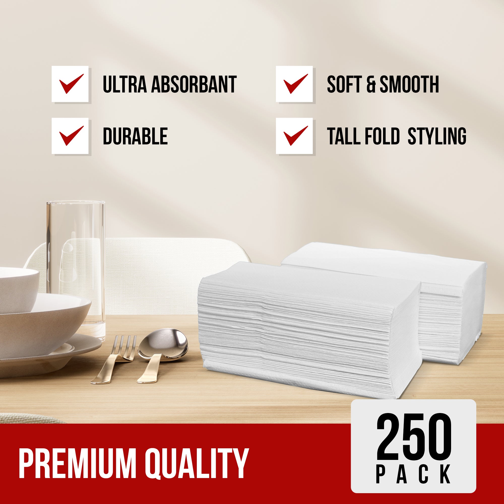 1 Ply Dinner Napkins 1/8 Fold - White - DNAP01 — image 6