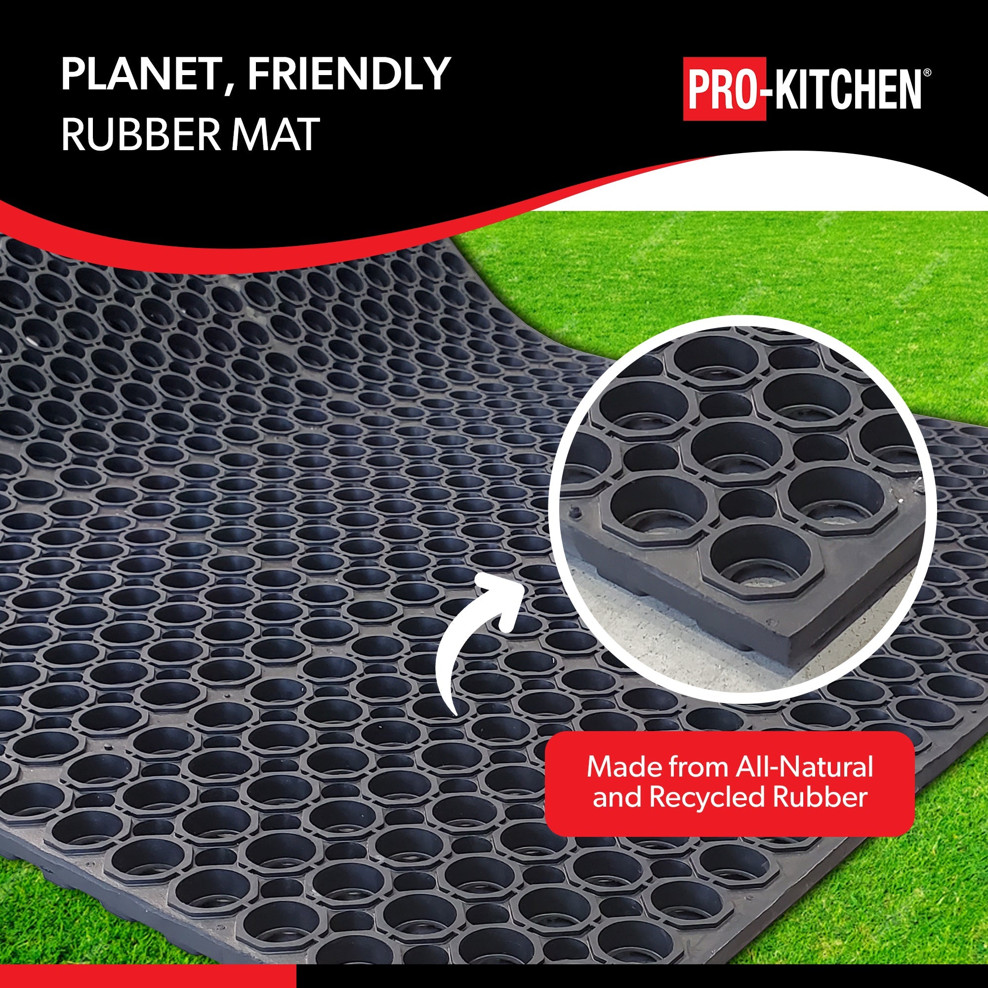 Black Rubber Anti-Fatigue Mat - 36"x60" — image 5