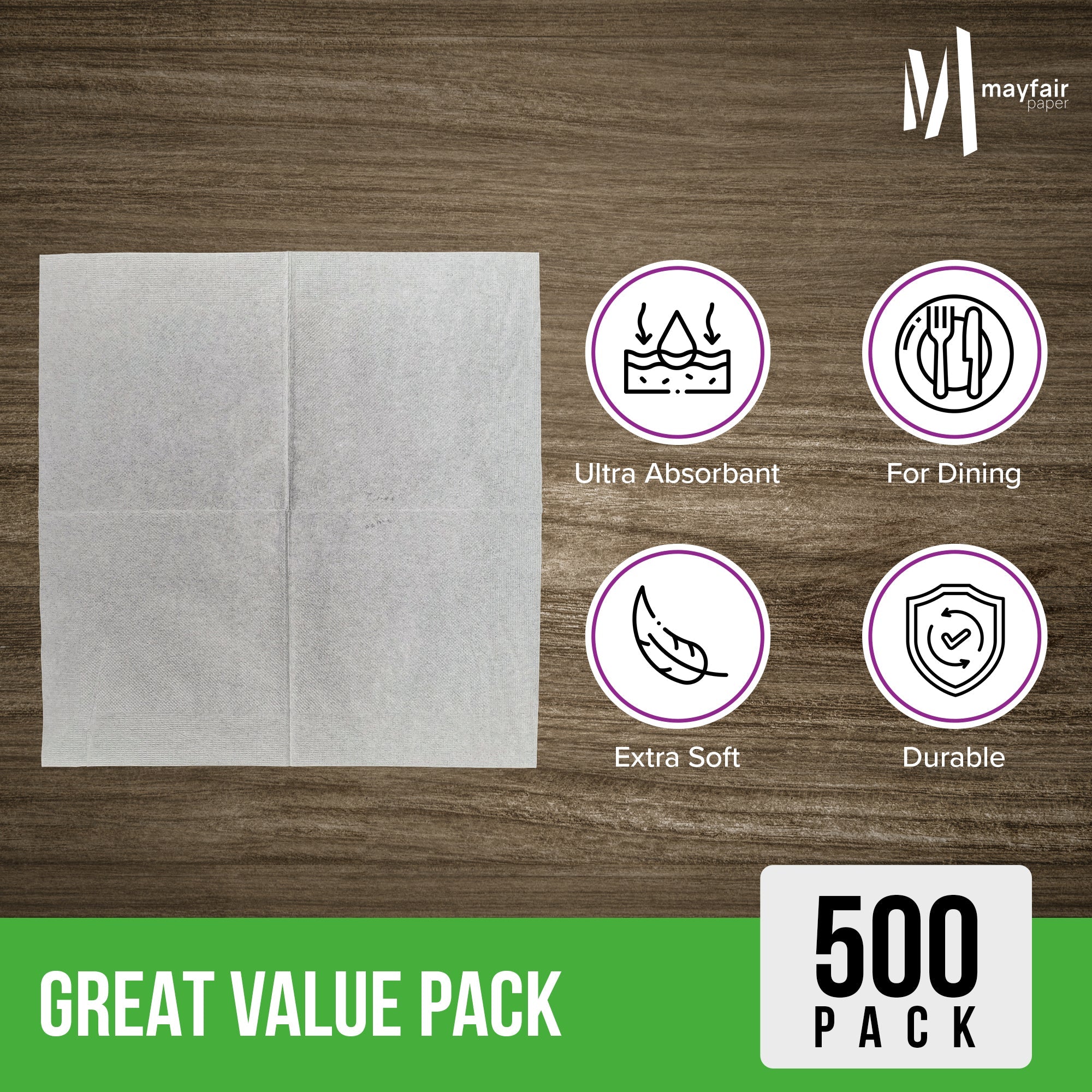 1 Ply Lunch Napkins 1/4 Fold - White - LNAP01 — image 8