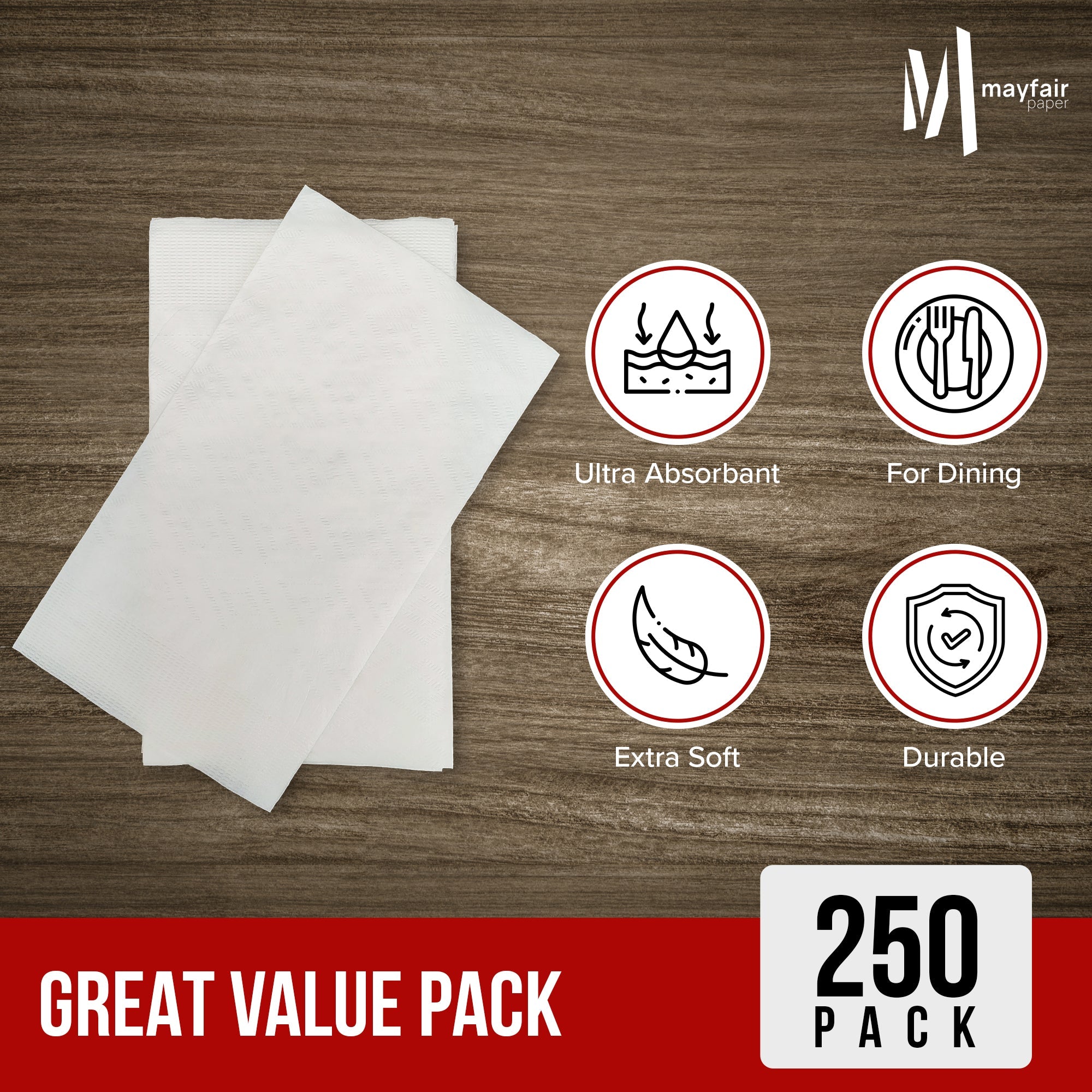 1 Ply Dinner Napkins 1/8 Fold - White - DNAP01 — image 8