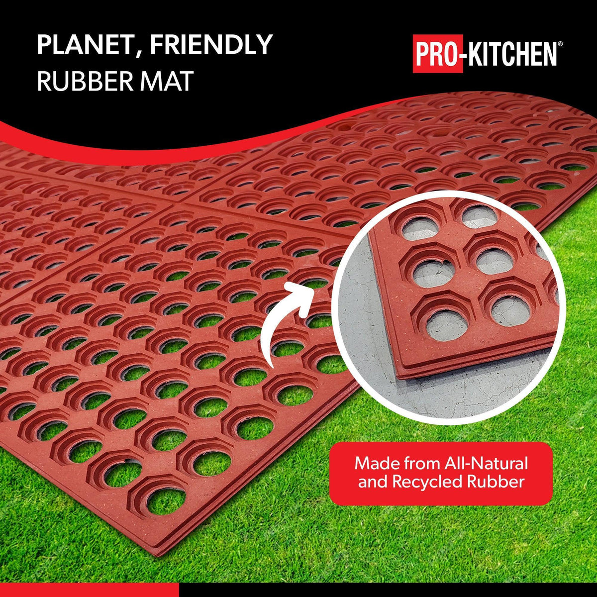 Red Rubber Mat-Terracotta-Grease Resistant-36"x36"