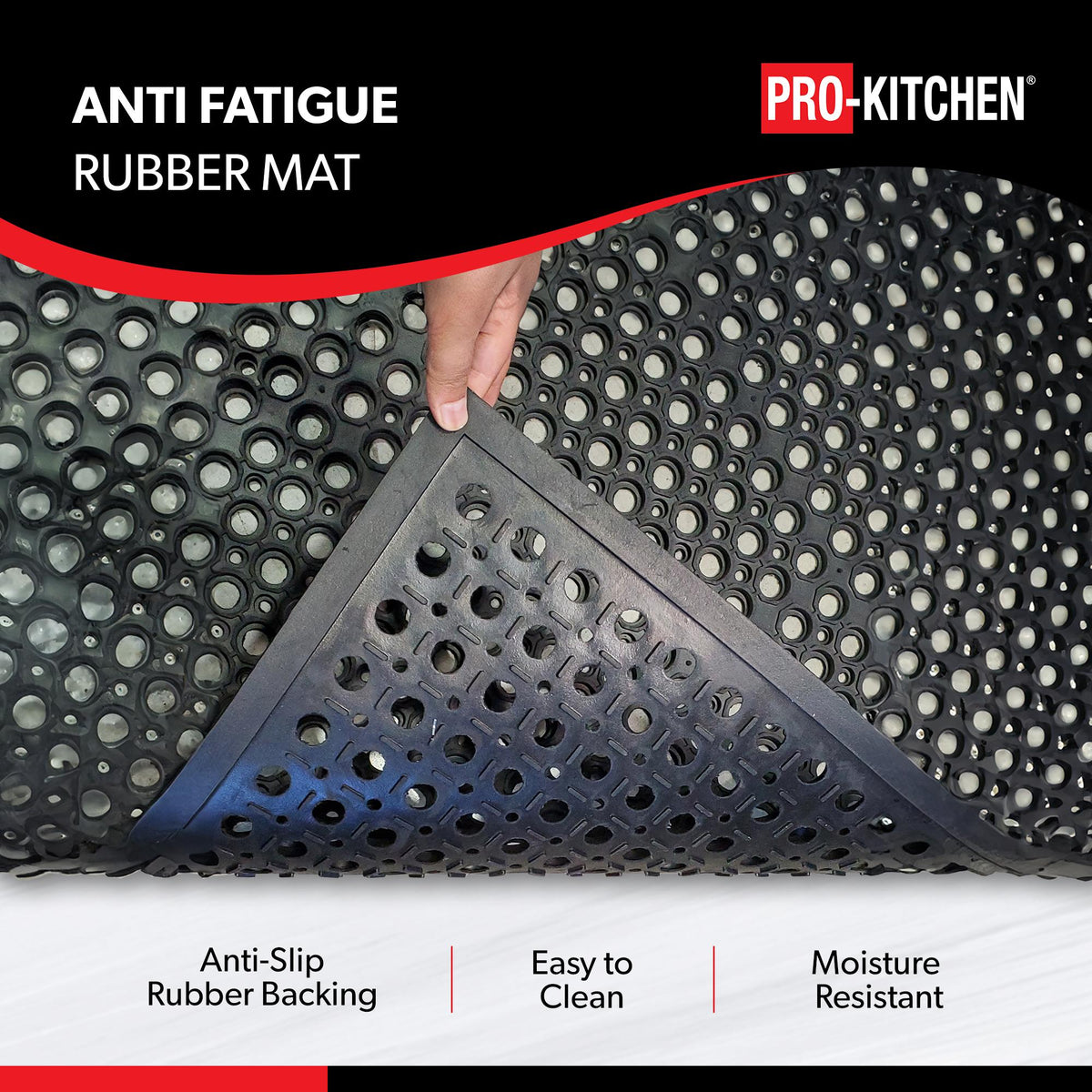 Black Rubber Anti-Fatigue Mat - 36''X36''