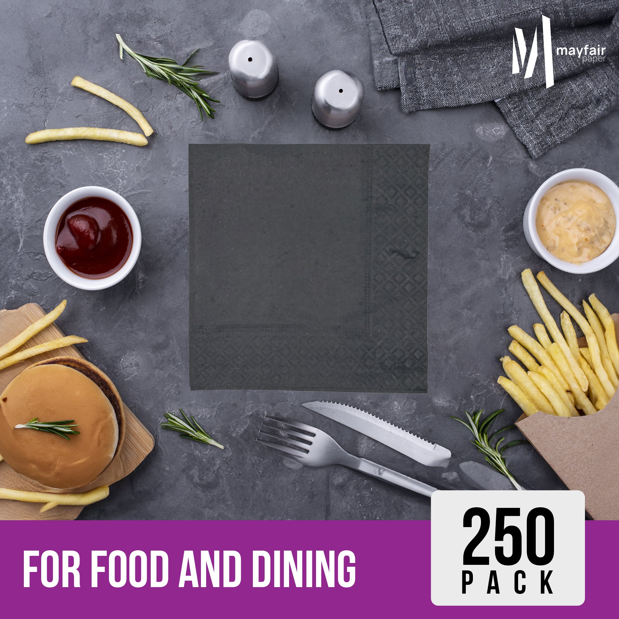 2 Ply Cocktail Napkins 1/4 Fold - Black - CNAP02B — image 9