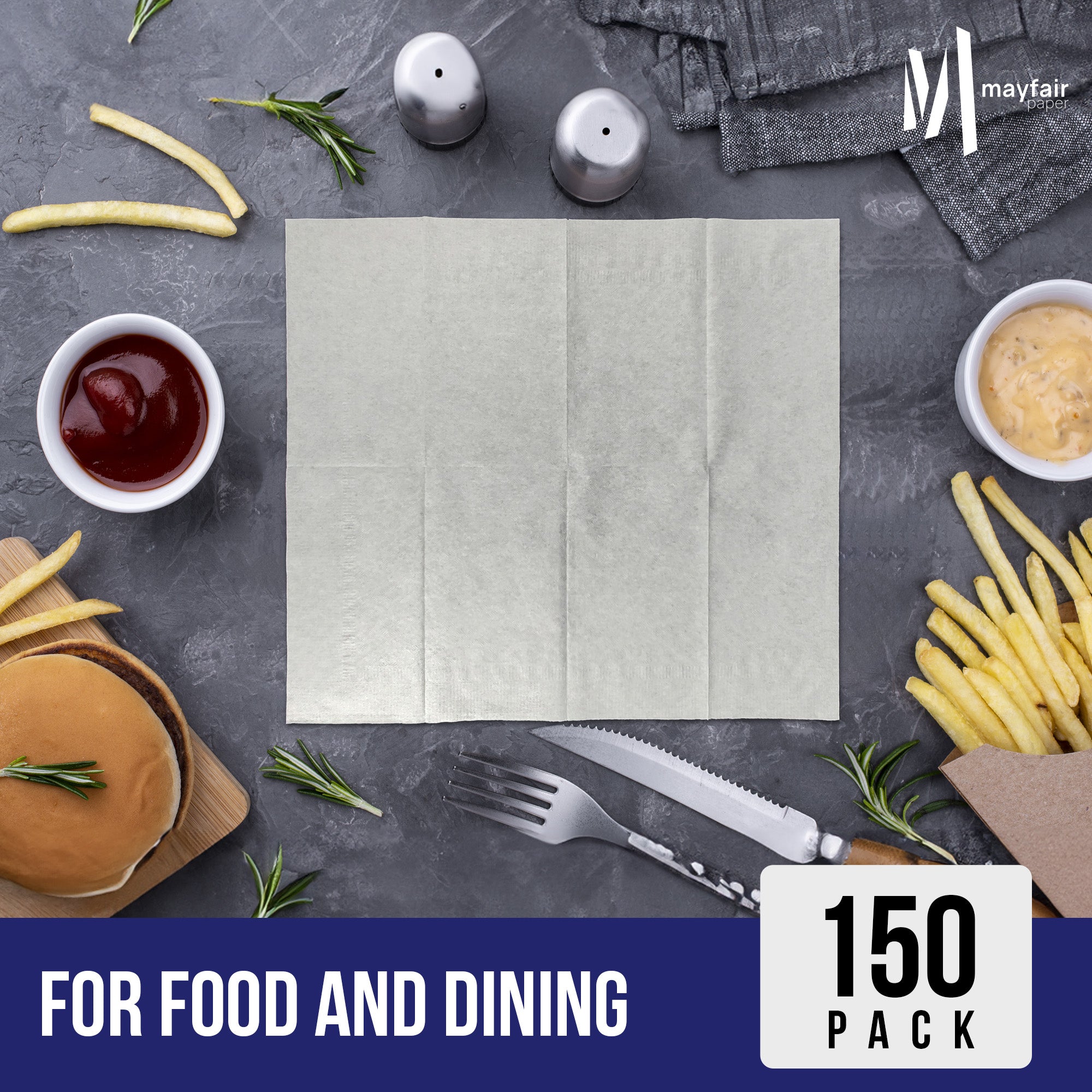 2 Ply Dinner Napkins 1/8 Fold - White DNAP02 — image 9