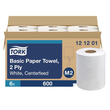 Tork® M2 Centerfeed Paper Wiper - White 2-Ply 6x600 Sheets