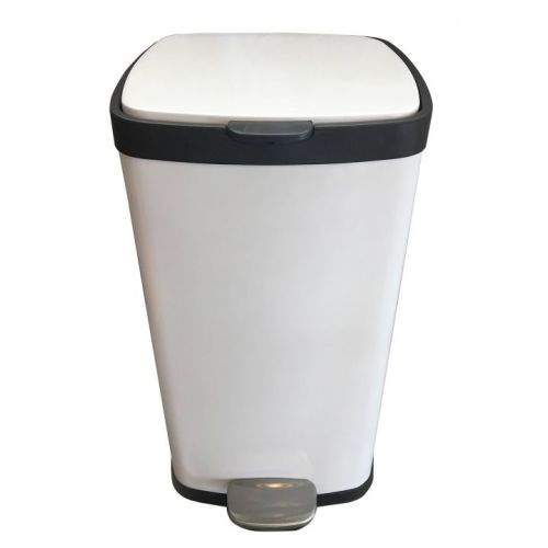 Metal Step-On Garbage Can - White 18qt