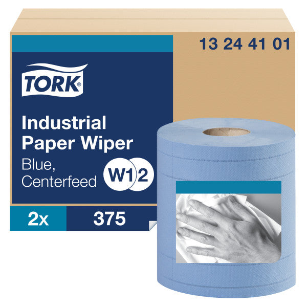 Tork® W1/W2 Centerfeed Industrial Wiper - Blue 4-Ply 2x375 Sheets