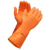 Ronco Dura Fit Latex Gloves, Orange 18 mil, Pack of 12 Pairs