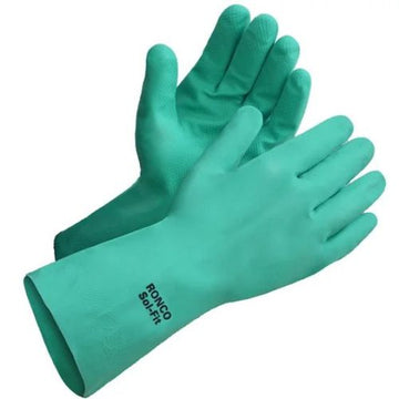 Ronco Sol Fit Nitrile Flocklined Gloves, Green 15 mil, Pair