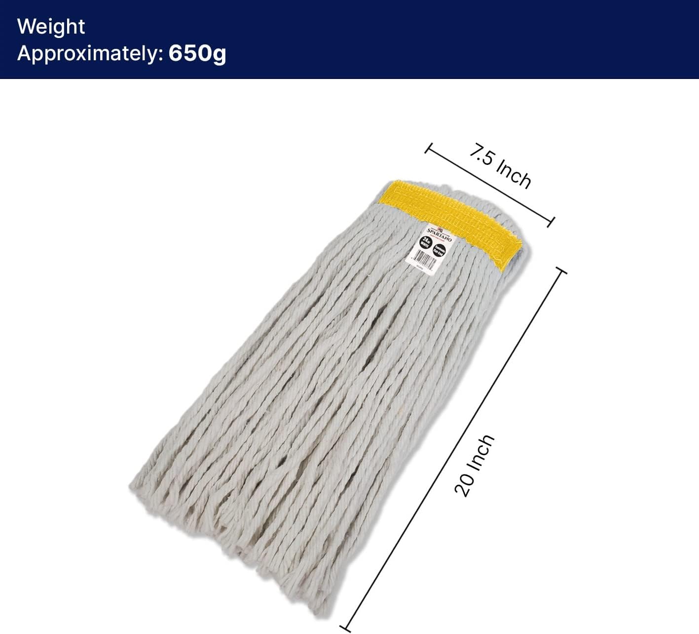 24oz White Synthetic Cut-End Mop Head — image 2