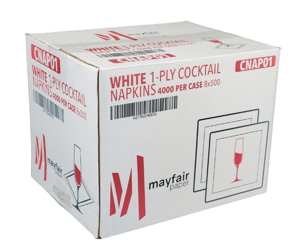 1 Ply Cocktail Napkins 1/4 Fold - White - CNAP01 — image 9