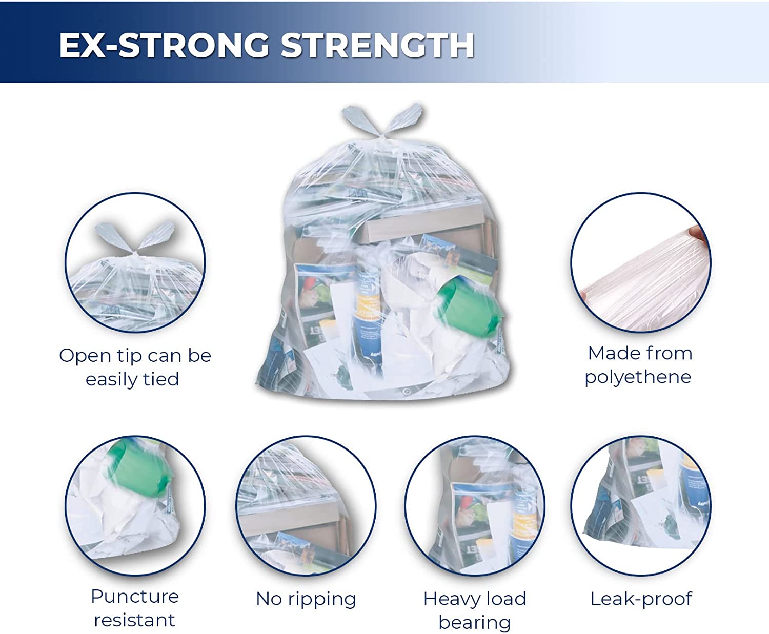 Garbage Bags - Ex-Strong - Clear - 30" x 38" — image 3