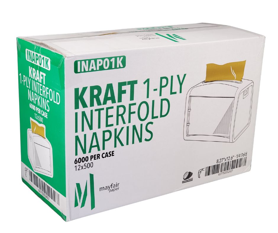 1 Ply Interfold Napkins 1/4 Fold - Kraft - INAP01K — image 10