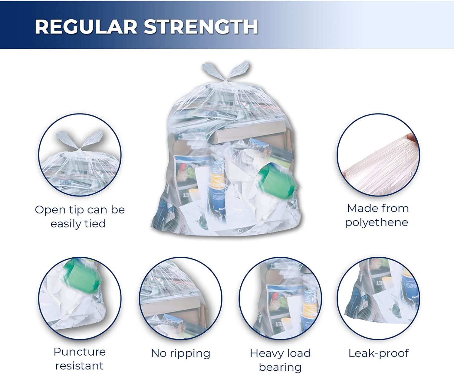 Garbage Bags - Regular - Clear - 26" x 36" — image 3