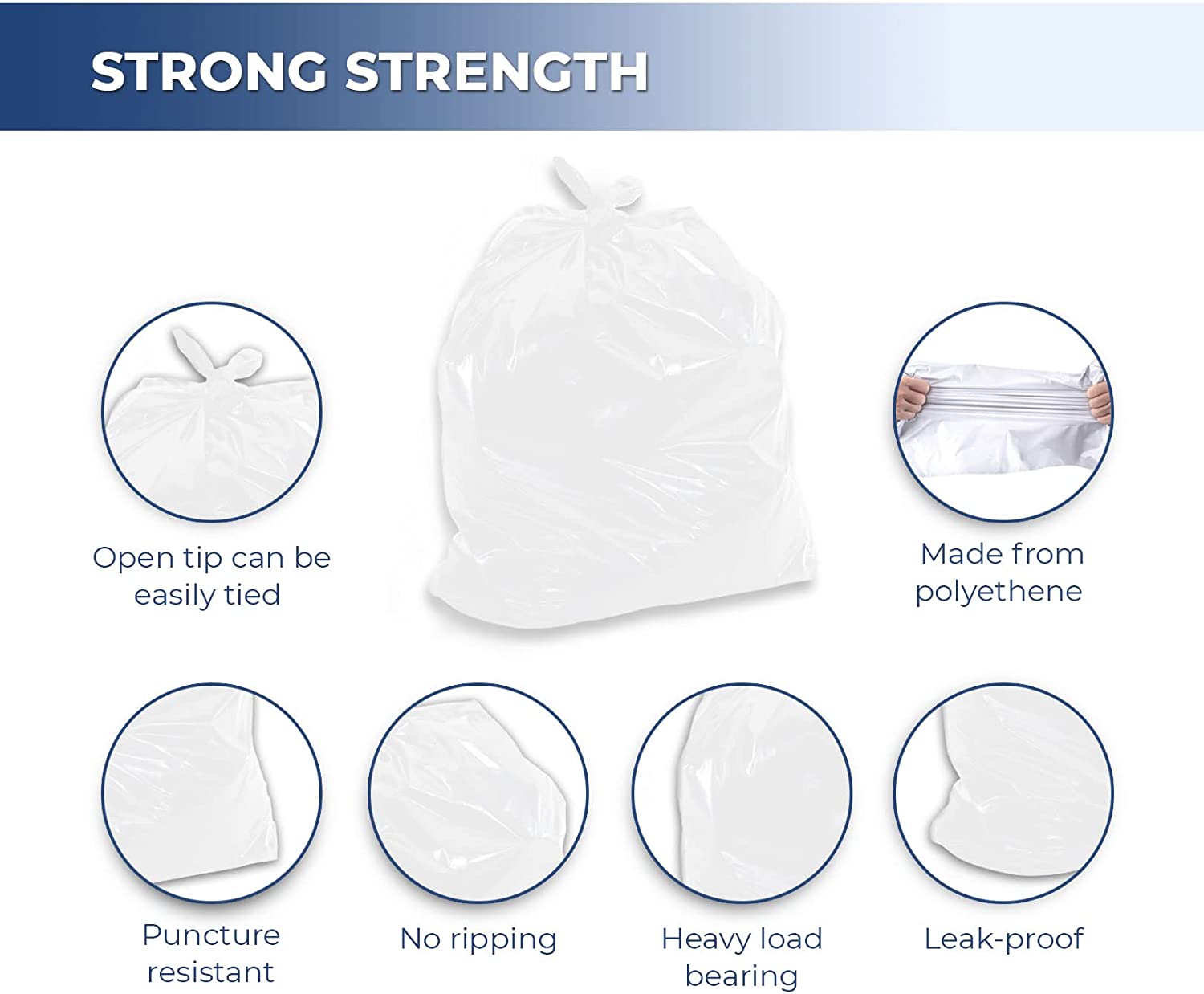 Garbage Bags - Strong - White - 26" x 36" — image 3