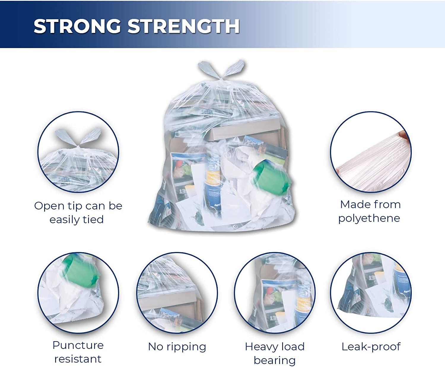 Garbage Bags - Strong - Clear - 30" x 38" — image 3