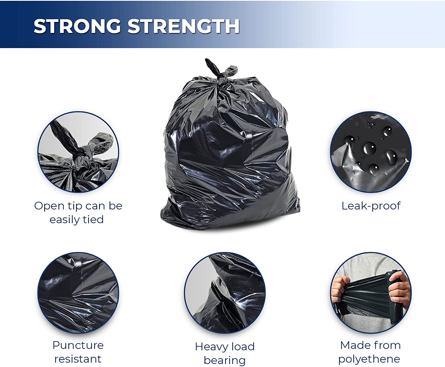 Garbage Bags - Strong - Black - 42" x 48" — image 3