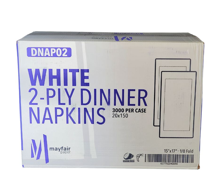 2 Ply Dinner Napkins 1/8 Fold - White DNAP02 — image 10
