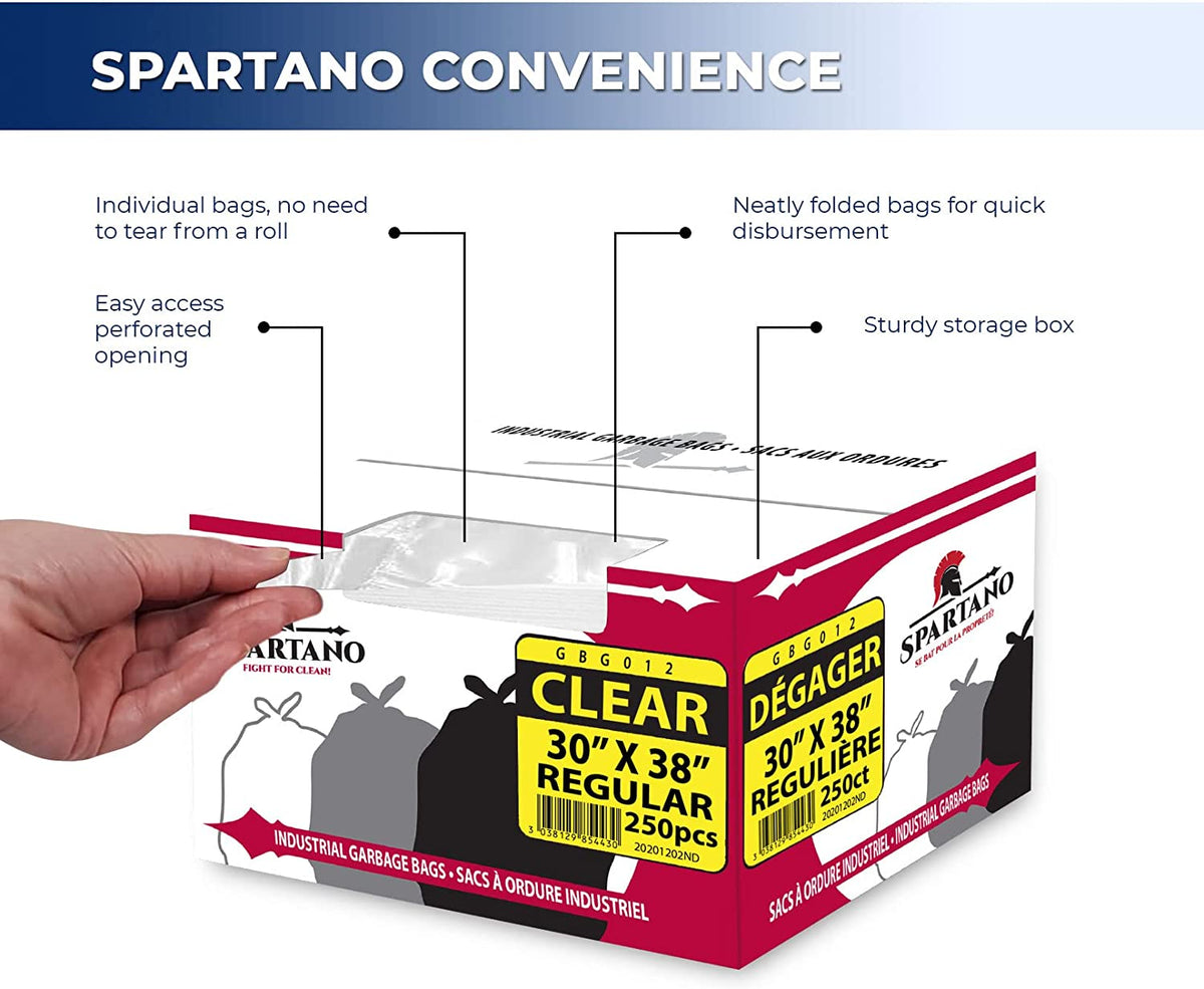 Garbage Bags - Regular - Clear - 30" x 38"