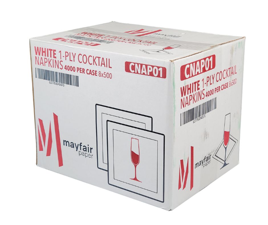 1 Ply Cocktail Napkins 1/4 Fold - White - CNAP01 — image 10