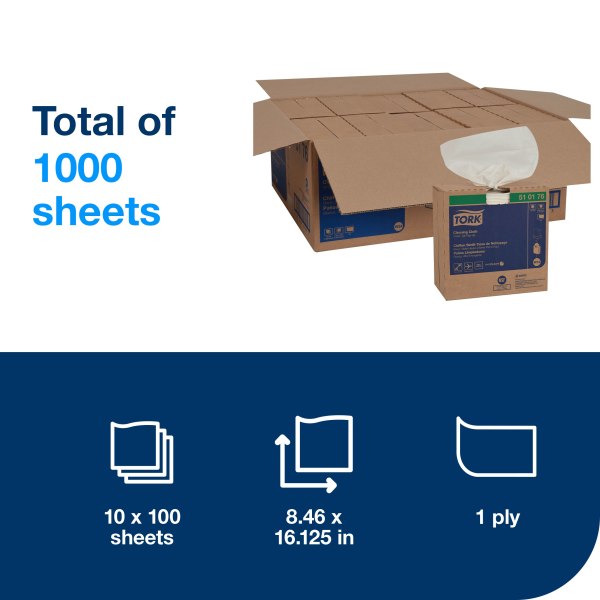 Tork® W24 Pop-Up Box Cleaning Cloth - White 1-Ply 100/BX — image 3
