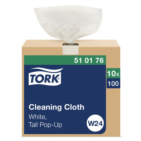 Tork® W24 Pop-Up Box Cleaning Cloth - White 1-Ply 100/BX — image 1