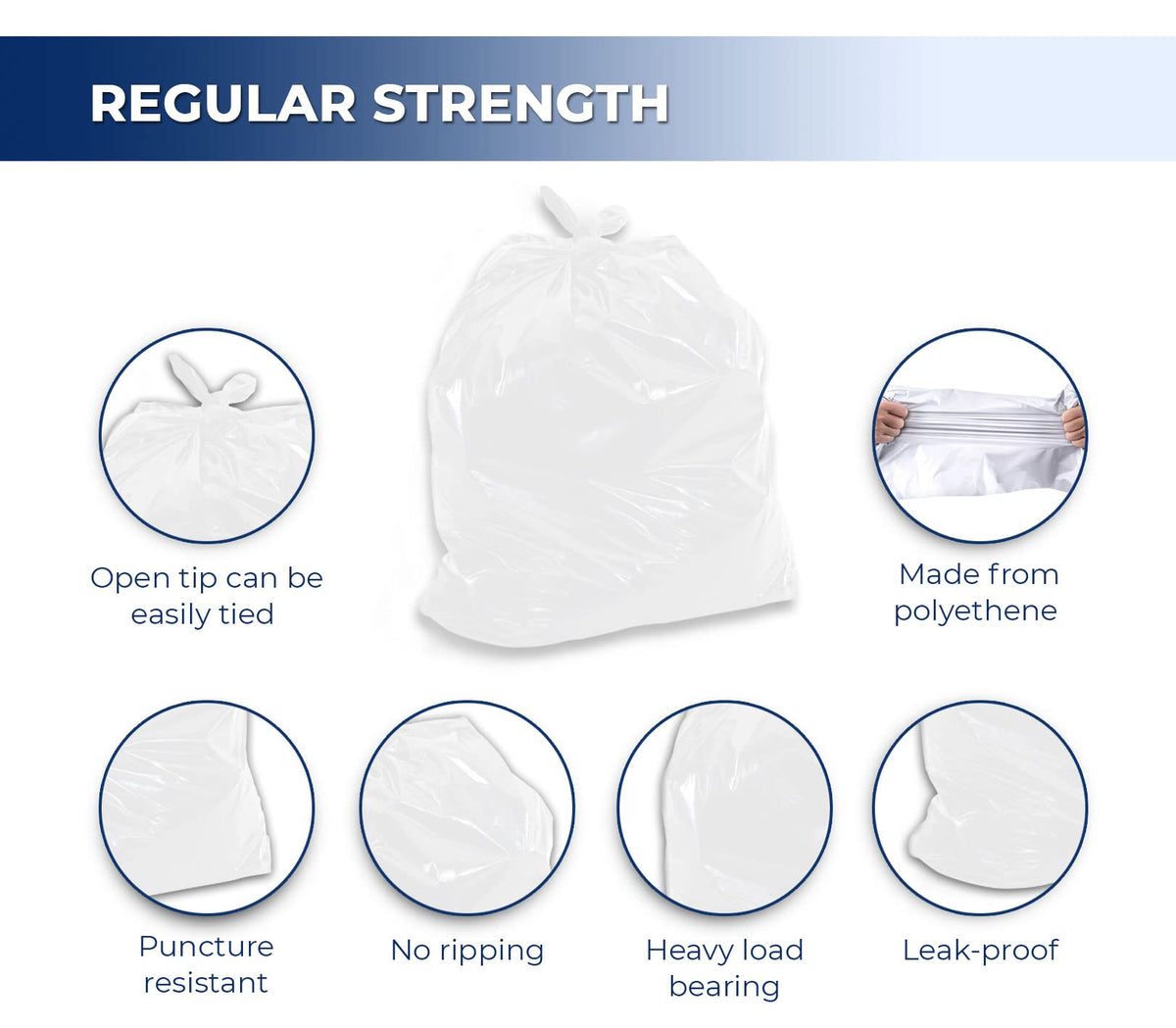 Garbage Bags - Regular - White - 20" x 22"