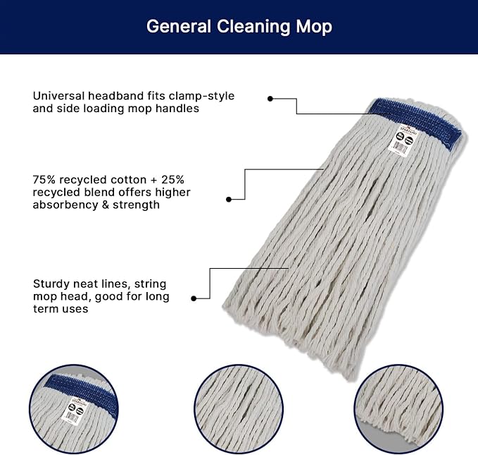 16oz White Synthetic Cut-End Mop Head — image 4